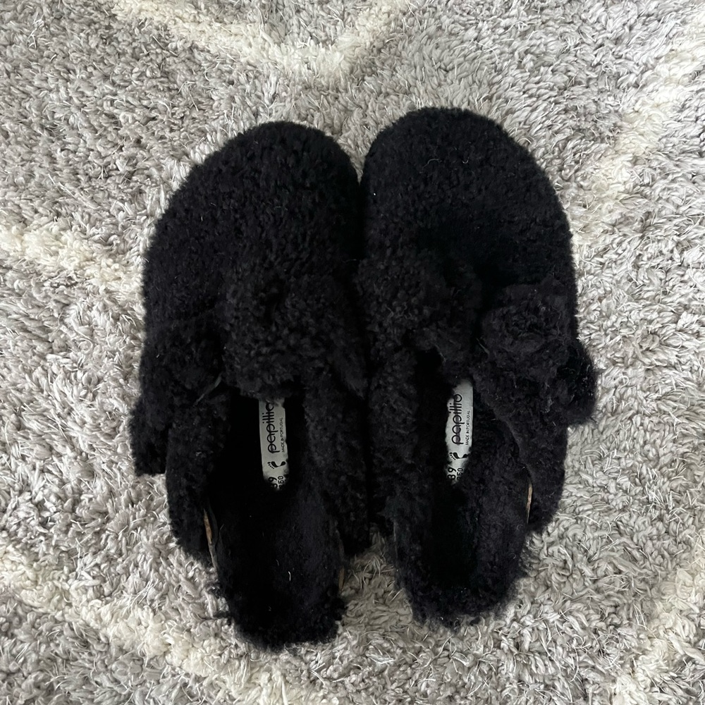 Birkenstock Shearling Papillio Boston Big Buckle Sherpa Clogs